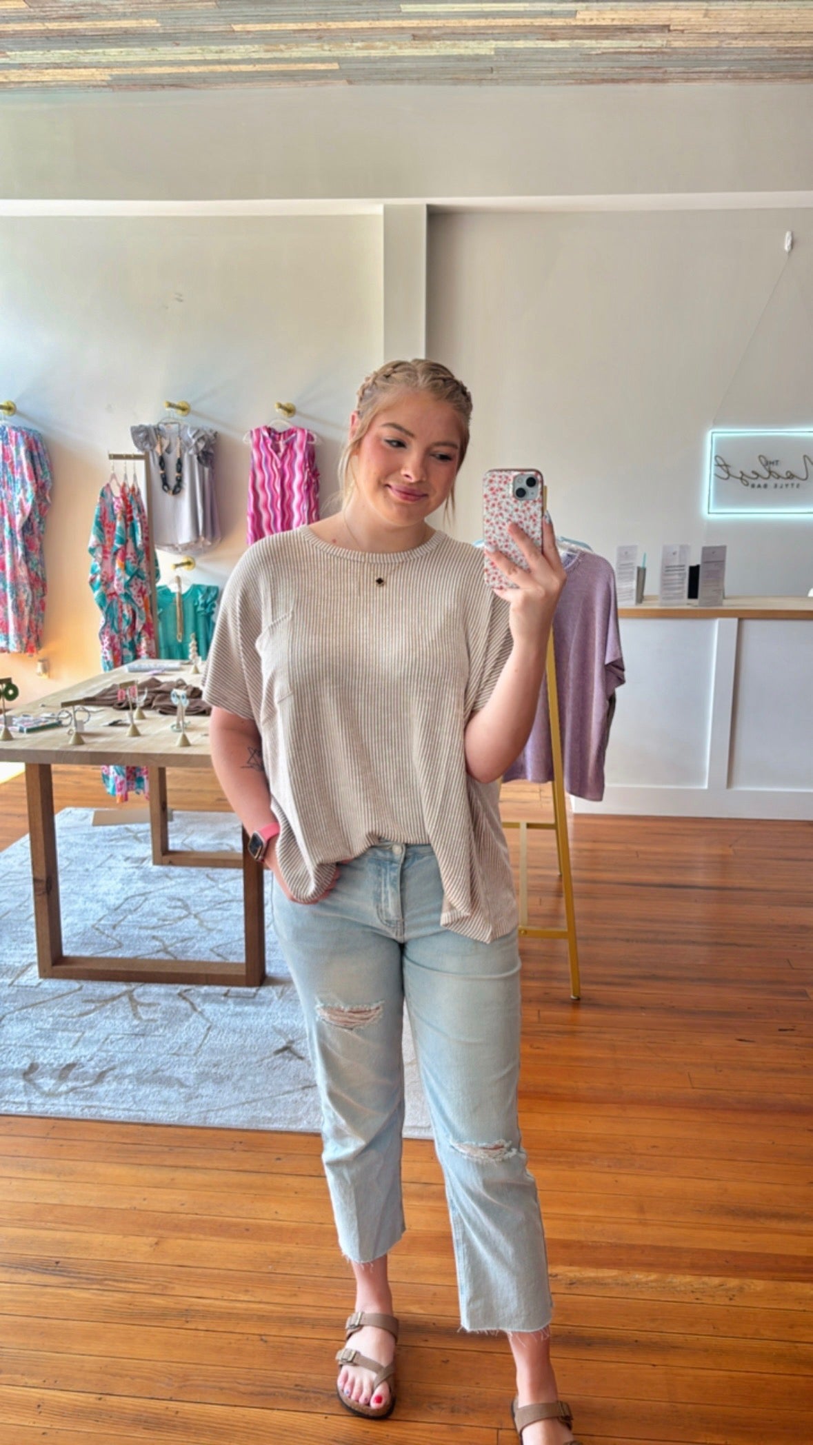 Moments That Make You Short Sleeve Ribbed Top (Latte)