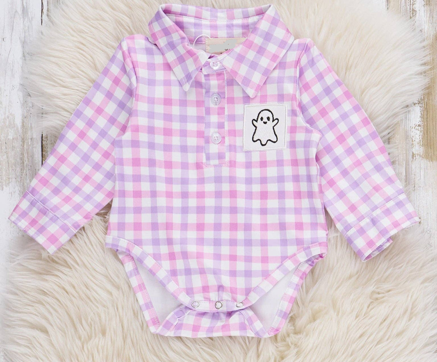 Ghostly Greetings Smocked Plaid Bubble