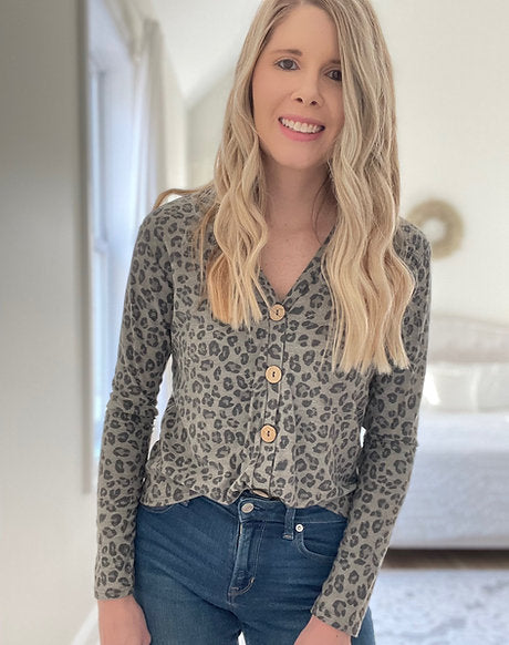 Talkin Bout You Top Gray Leopard Print Winter Fashion