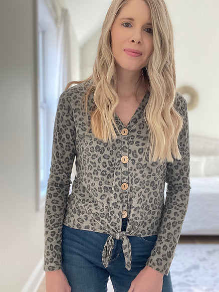 Talkin Bout You Top Gray Leopard Print Winter Fashion