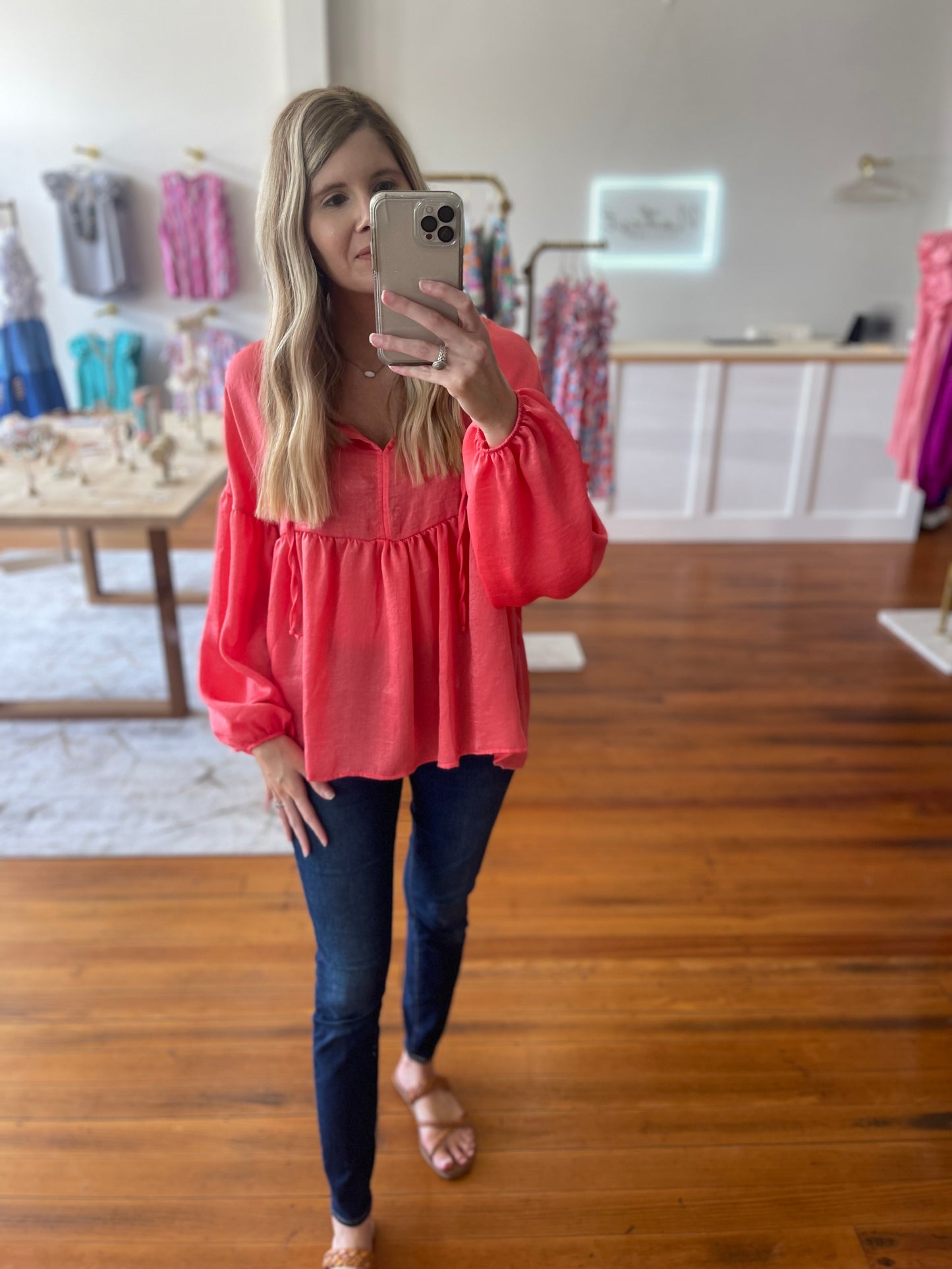 Iceskate Top Coral Chic Front Tie Stylish Comfortable Versatile Fashion