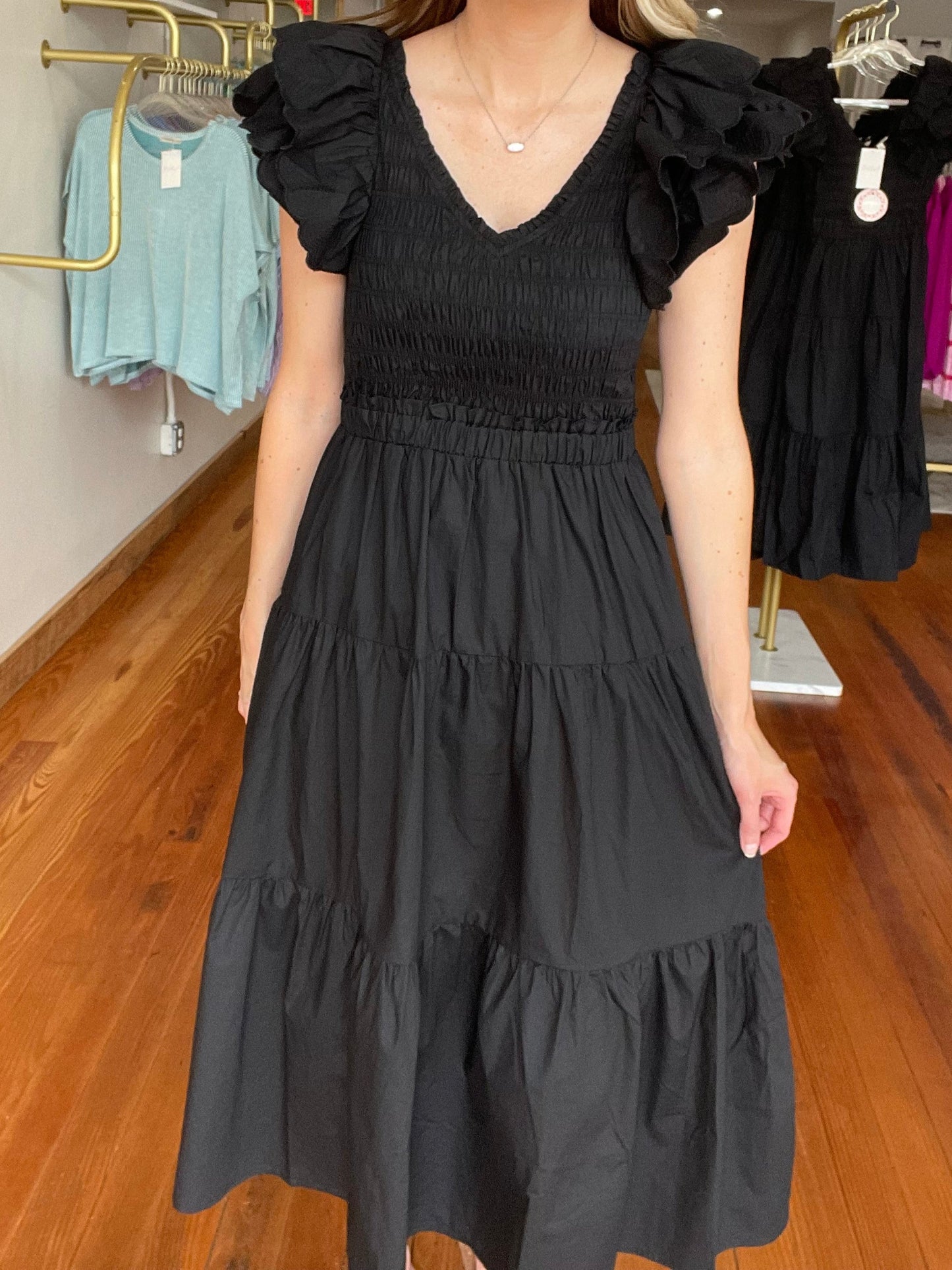 Classic Moment Black Midi Dress