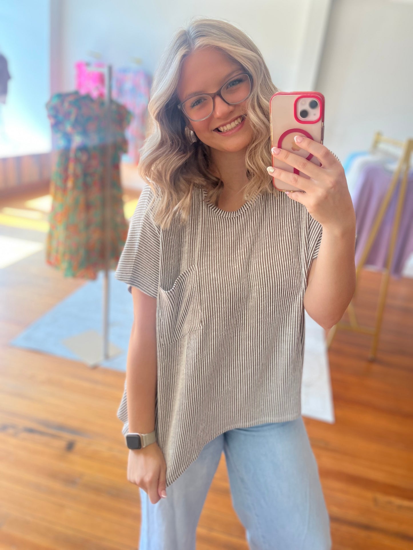 Moments That Make You Short Sleeve Ribbed Top Mocha