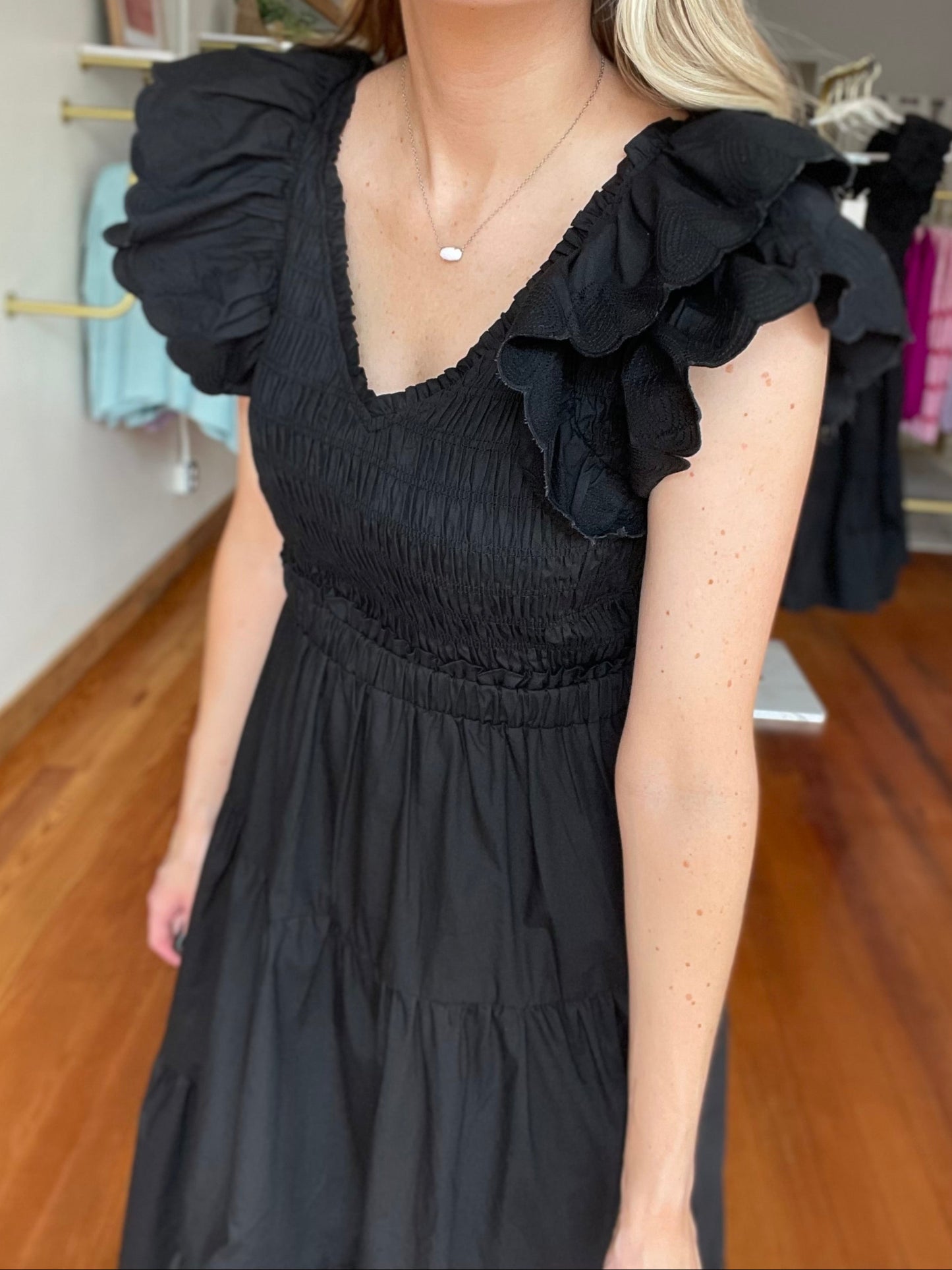 Classic Moment Black Midi Dress