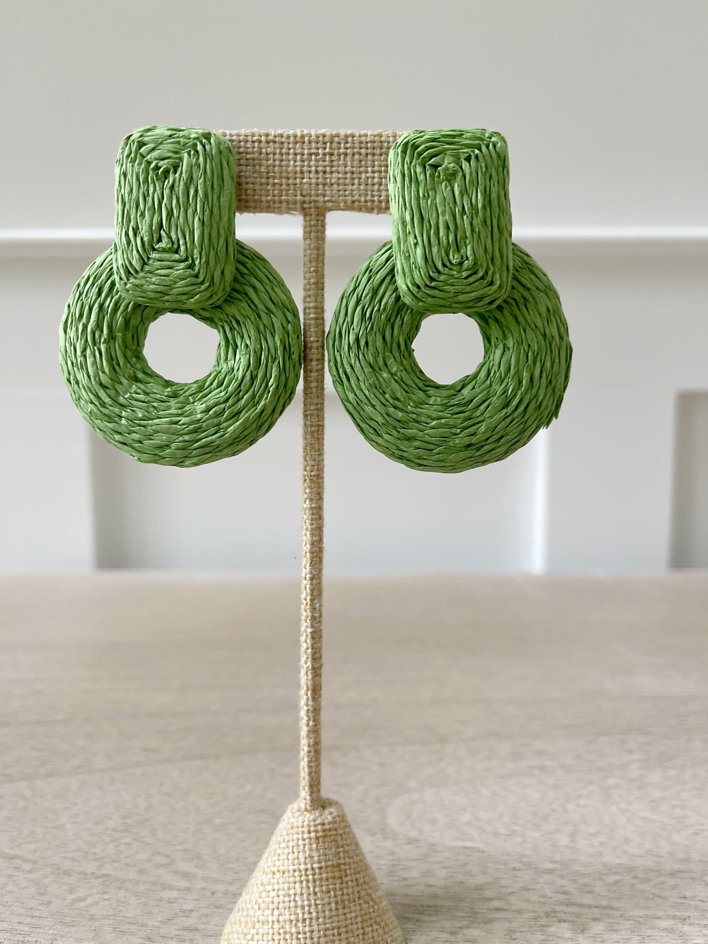 Wrapped Raffia Door Knocker Earrings for Summer Cookouts and Outdoor Gatherings