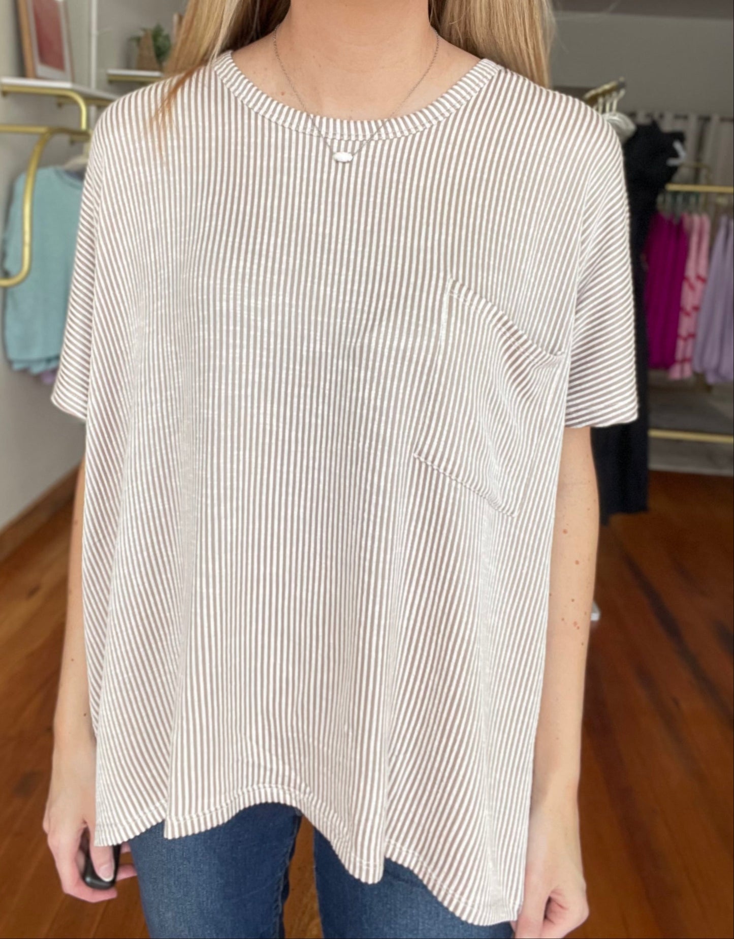 Moments That Make You Short Sleeve Ribbed Top (Latte)