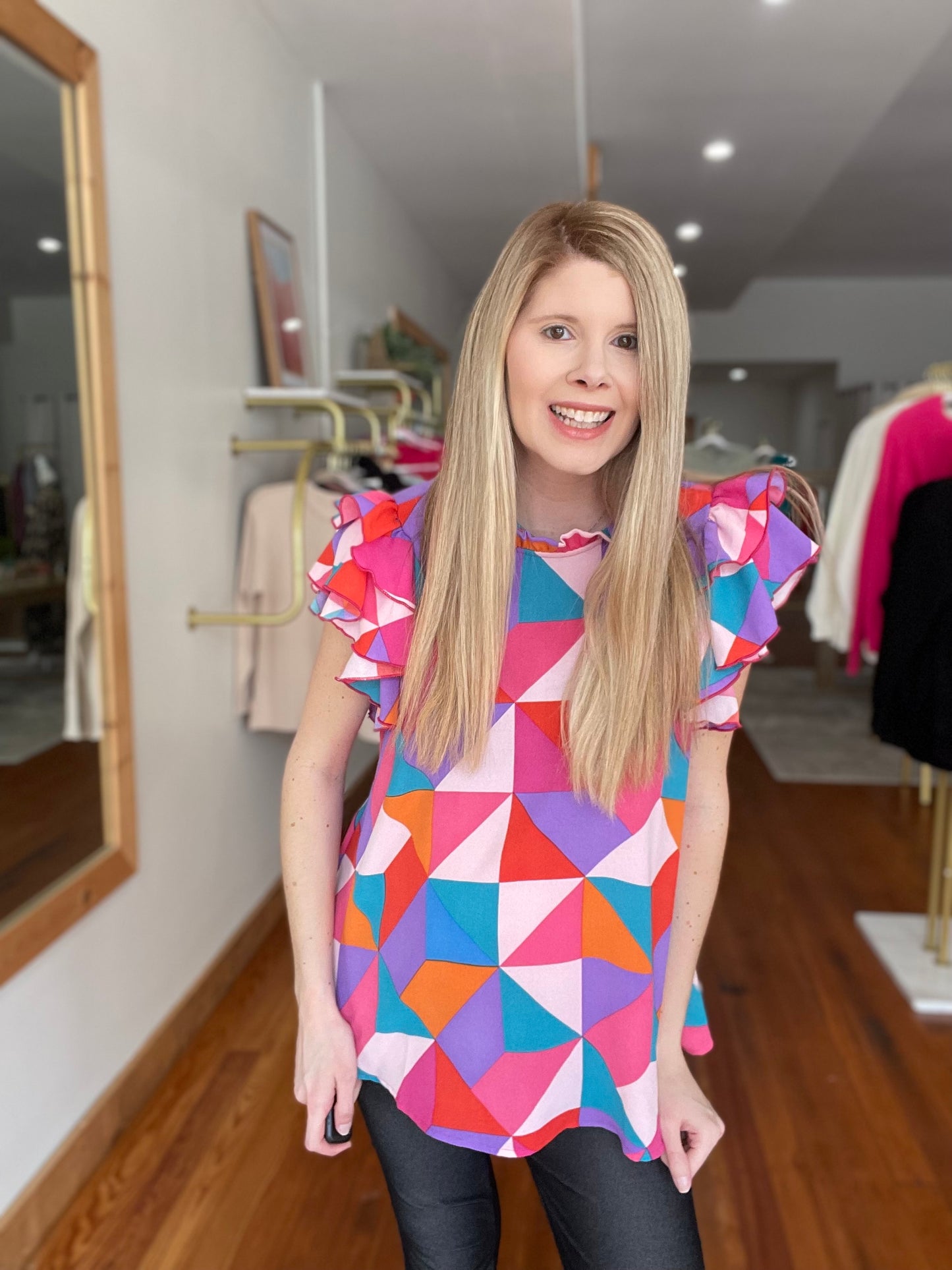 Refresh Geometric Print Blouse for Spring Fashion