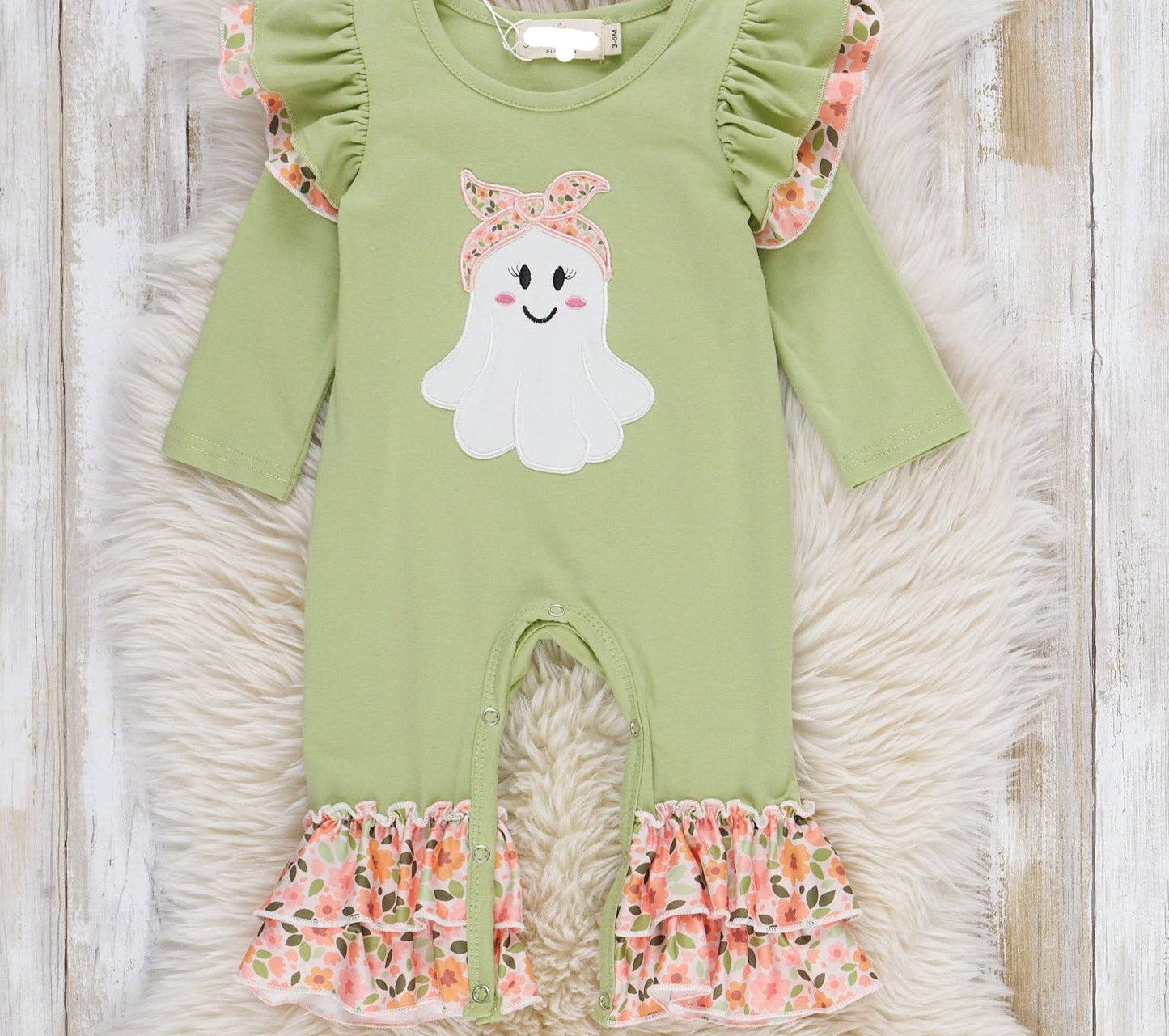 Ghostly Frolicking Embroidered Ruffle Romper