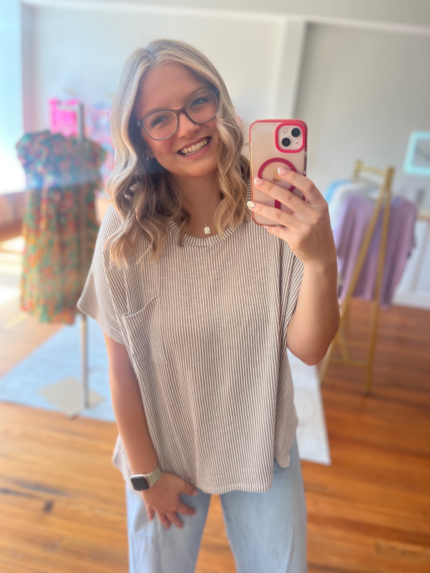 Moments That Make You Short Sleeve Ribbed Top (Latte)