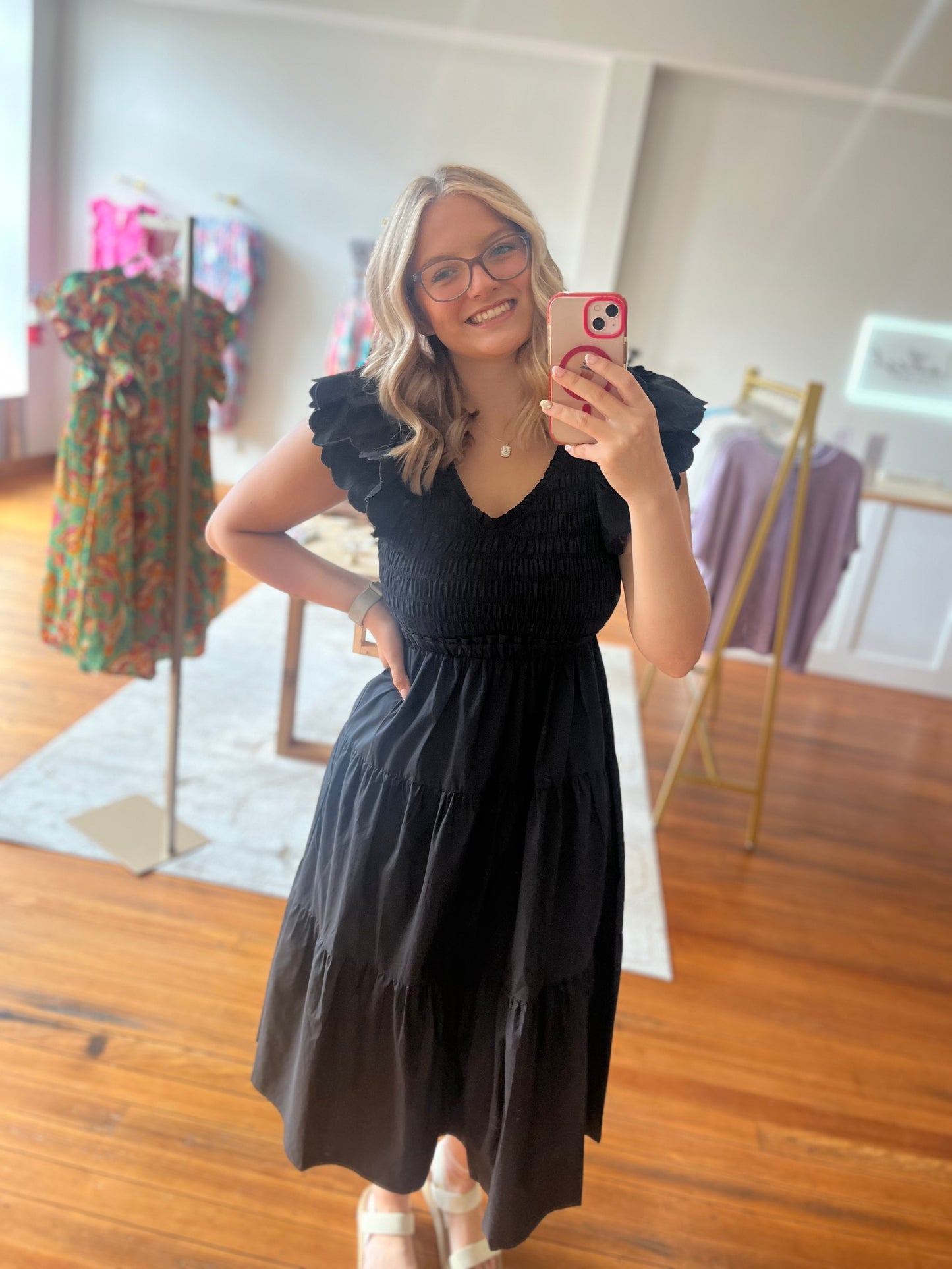 Classic Moment Black Midi Dress