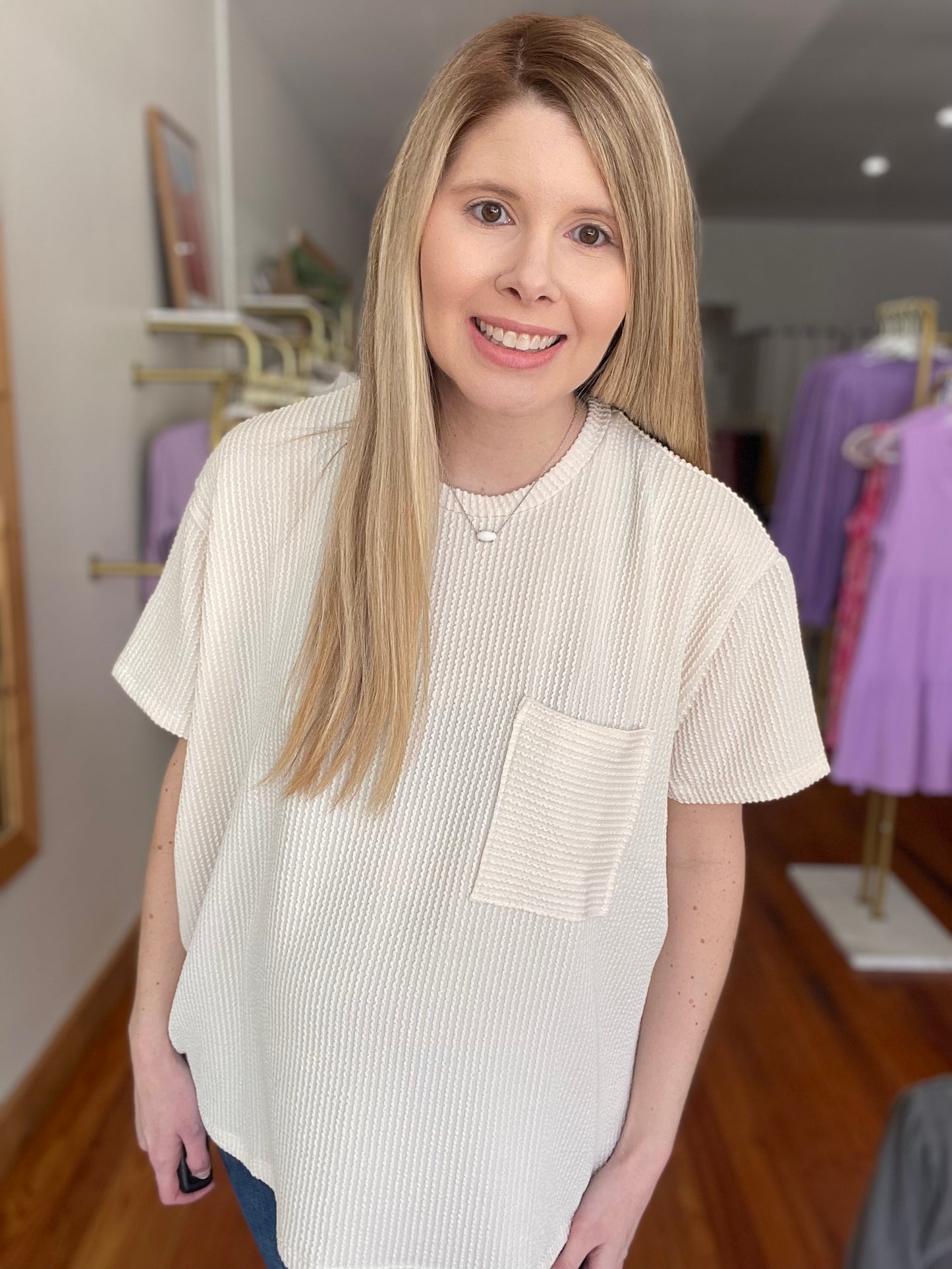 The Weekender Short Sleeve Top Beige