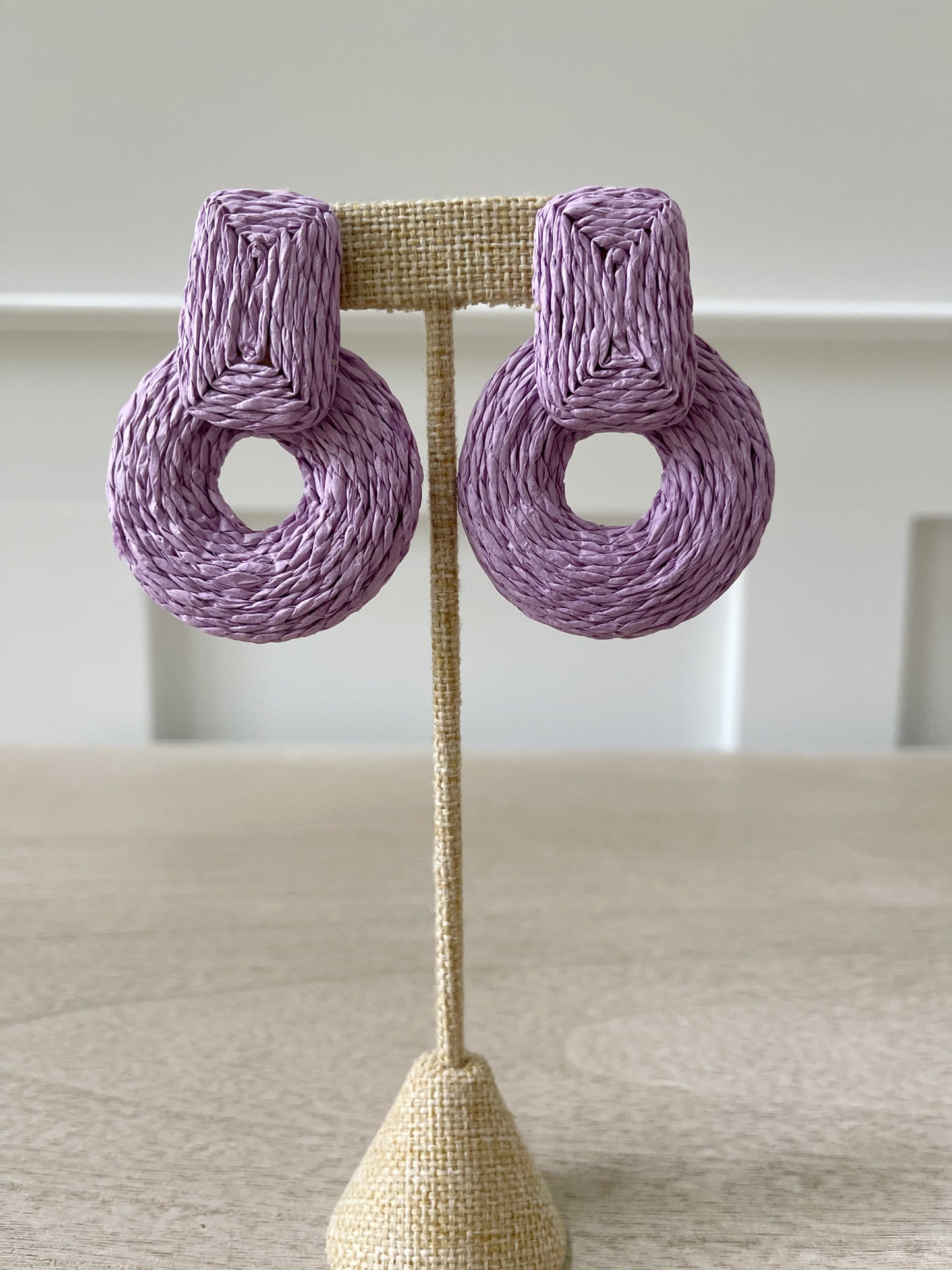 Wrapped Raffia Door Knocker Earrings for Summer Cookouts and Outdoor Gatherings