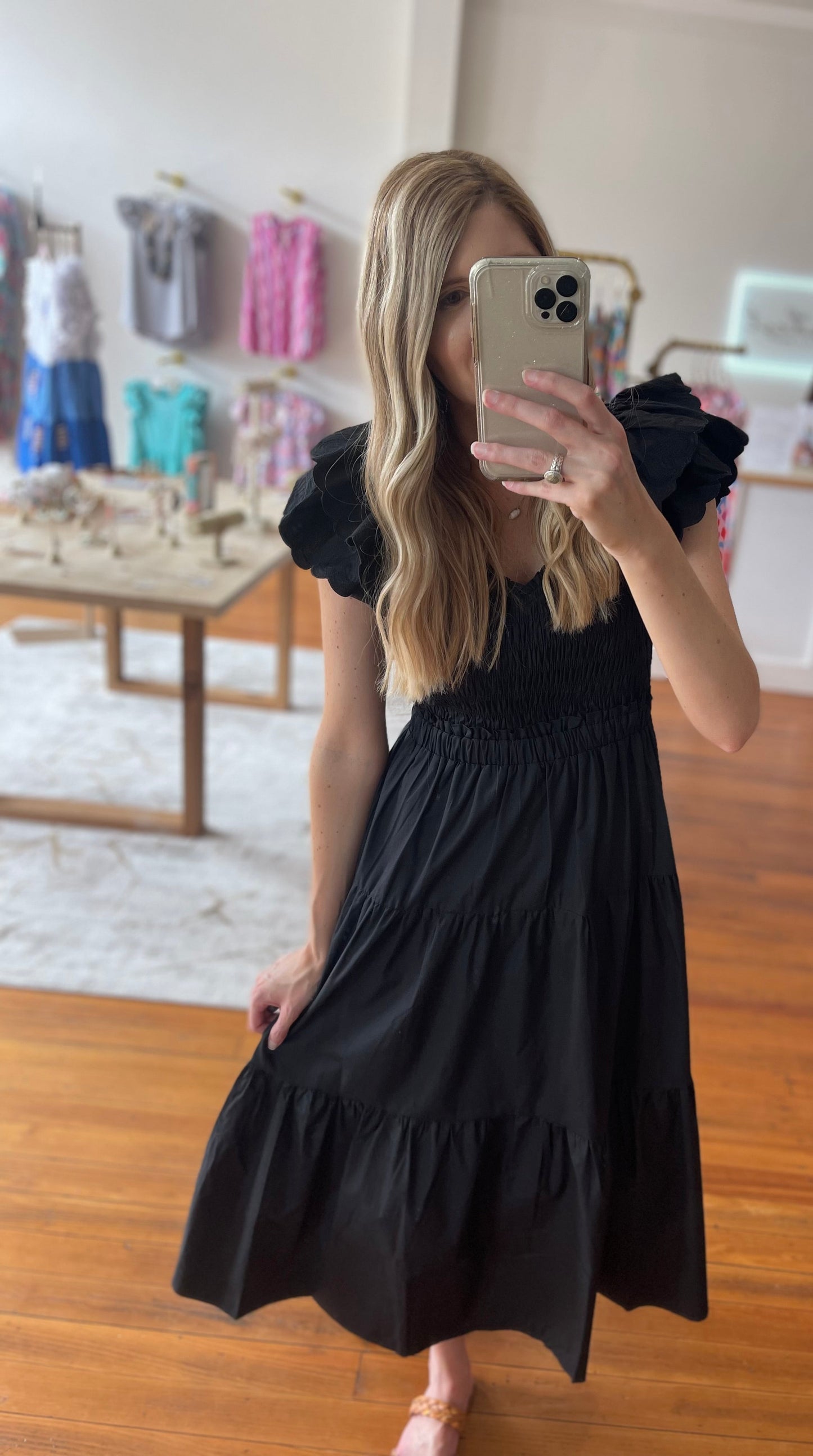 Classic Moment Black Midi Dress
