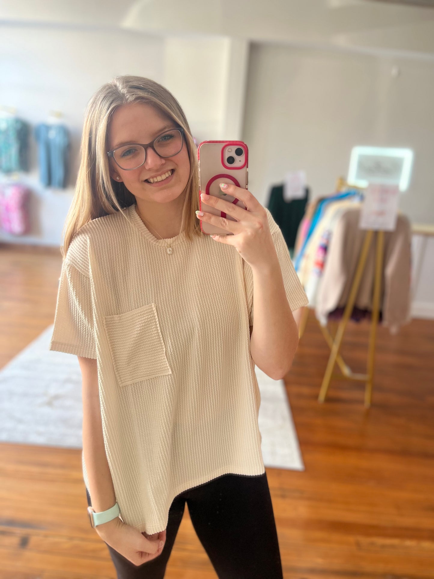 The Weekender Short Sleeve Top Beige