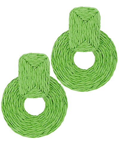 Wrapped Raffia Door Knocker Earrings for Summer Cookouts and Outdoor Gatherings