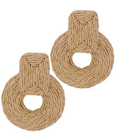 Wrapped Raffia Door Knocker Earrings for Summer Cookouts and Outdoor Gatherings