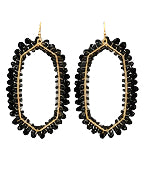 Raffia & Bead Trim Hexagon Earrings