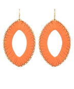 Wrapped Raffia Oval & Beads Earrings