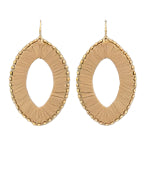 Wrapped Raffia Oval & Beads Earrings