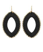 Wrapped Raffia Oval & Beads Earrings