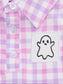 Ghostly Greetings Smocked Plaid Top