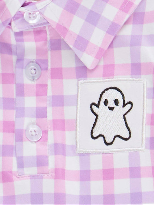 Ghostly Greetings Smocked Plaid Bubble