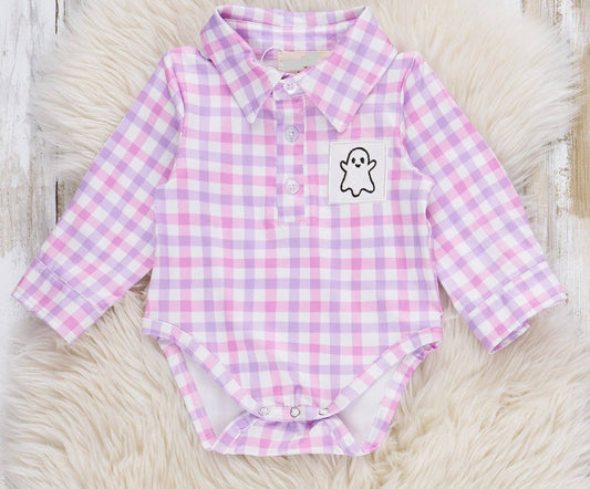 Ghostly Greetings Smocked Plaid Bubble