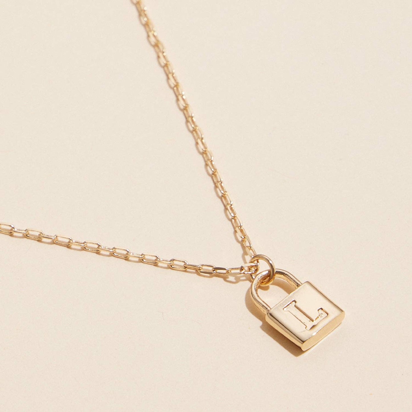 Assorted Golden Initial Lock Pendant Necklace