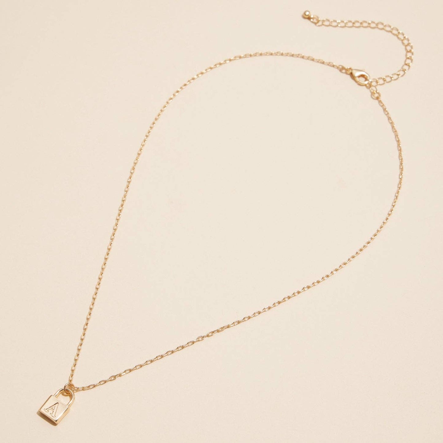 Assorted Golden Initial Lock Pendant Necklace