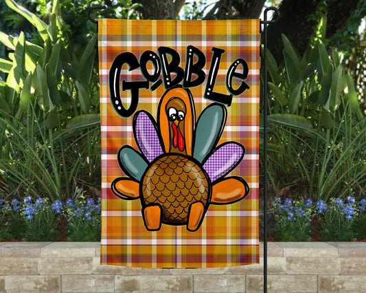 Gobble Turkey Garden Flag