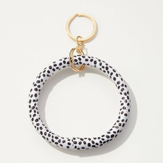 Animal Print Key Ring Bracelet (White)