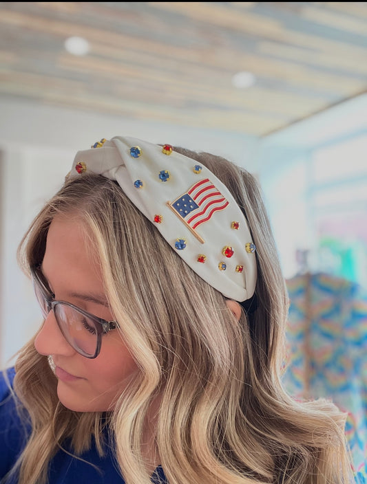 USA Headband with Sparkly USA Studs for Patriotic Spirit