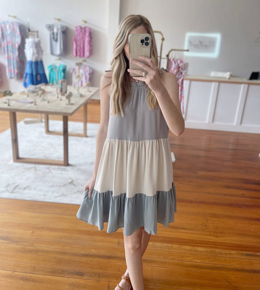 Daily Delight Dress Color Block Elegance in 100 Percent Polyester