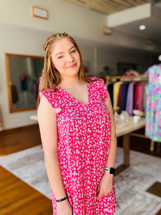 April Showers Dress Floral Mini Swing Dress in Pink for Spring