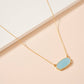 Aqua Druzy Stone Charm Short Necklace
