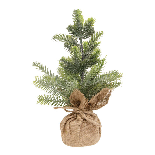 Glittered Pine Tree with Burlap Base