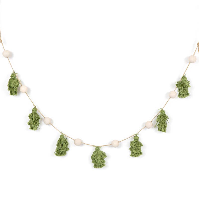 Garland wood bead & tassel tree Christmas decor