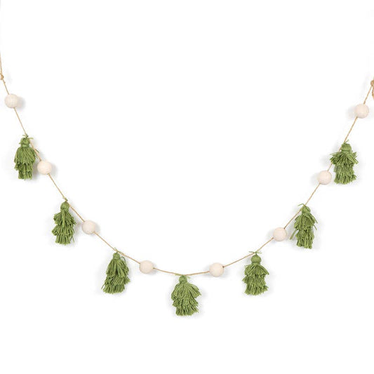 Garland wood bead & tassel tree Christmas decor