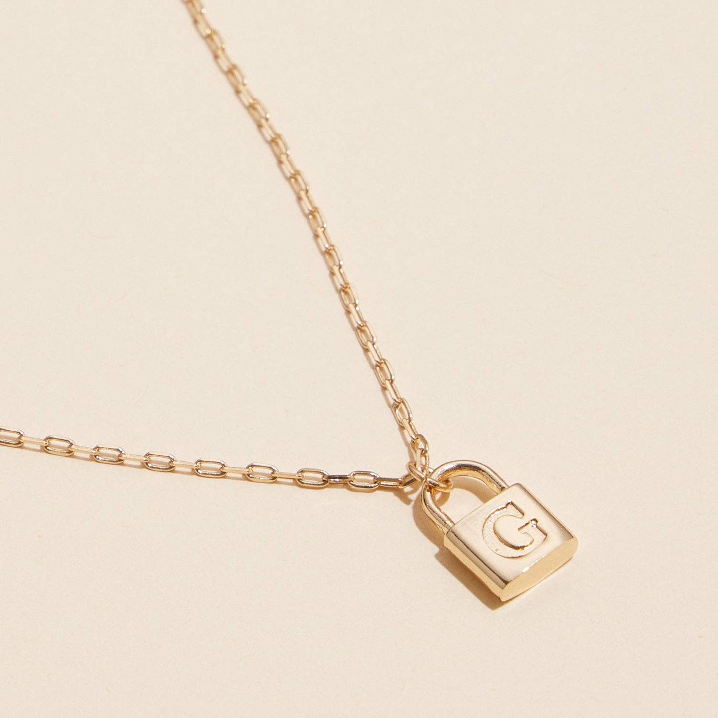 Assorted Golden Initial Lock Pendant Necklace