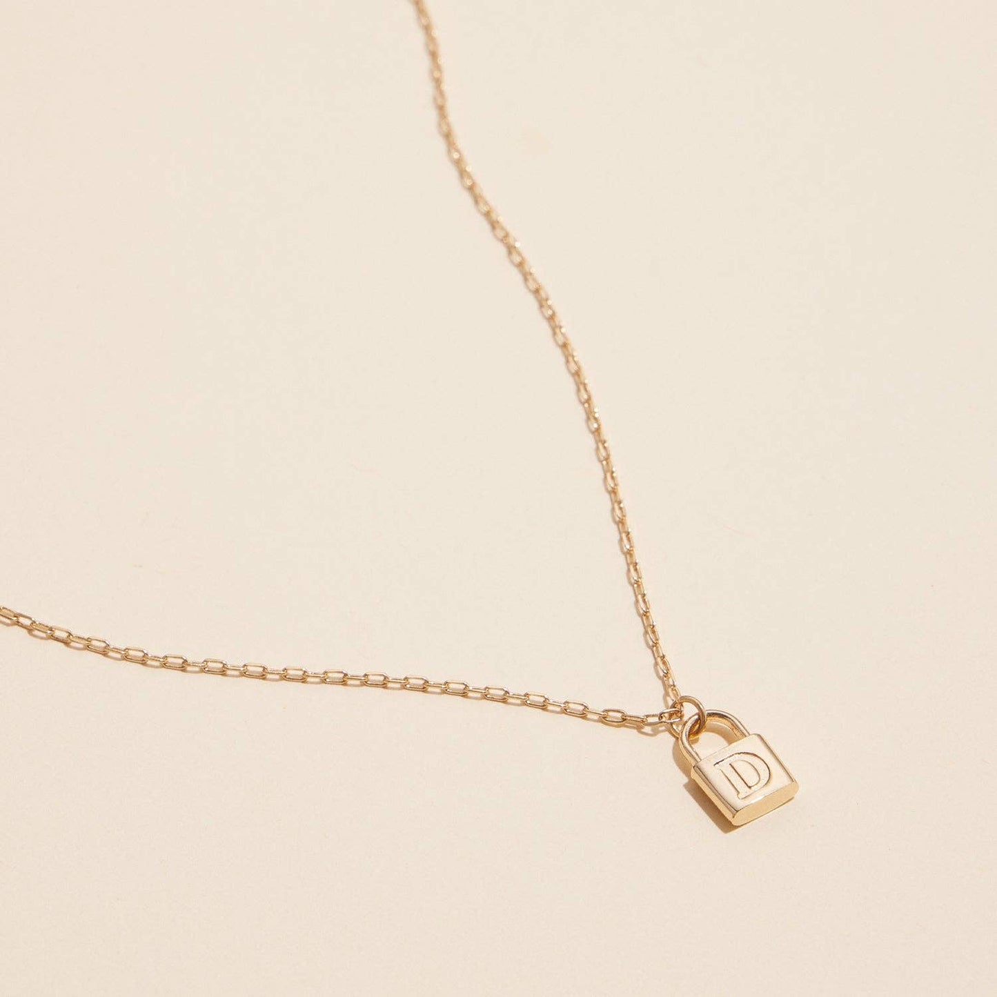 Assorted Golden Initial Lock Pendant Necklace