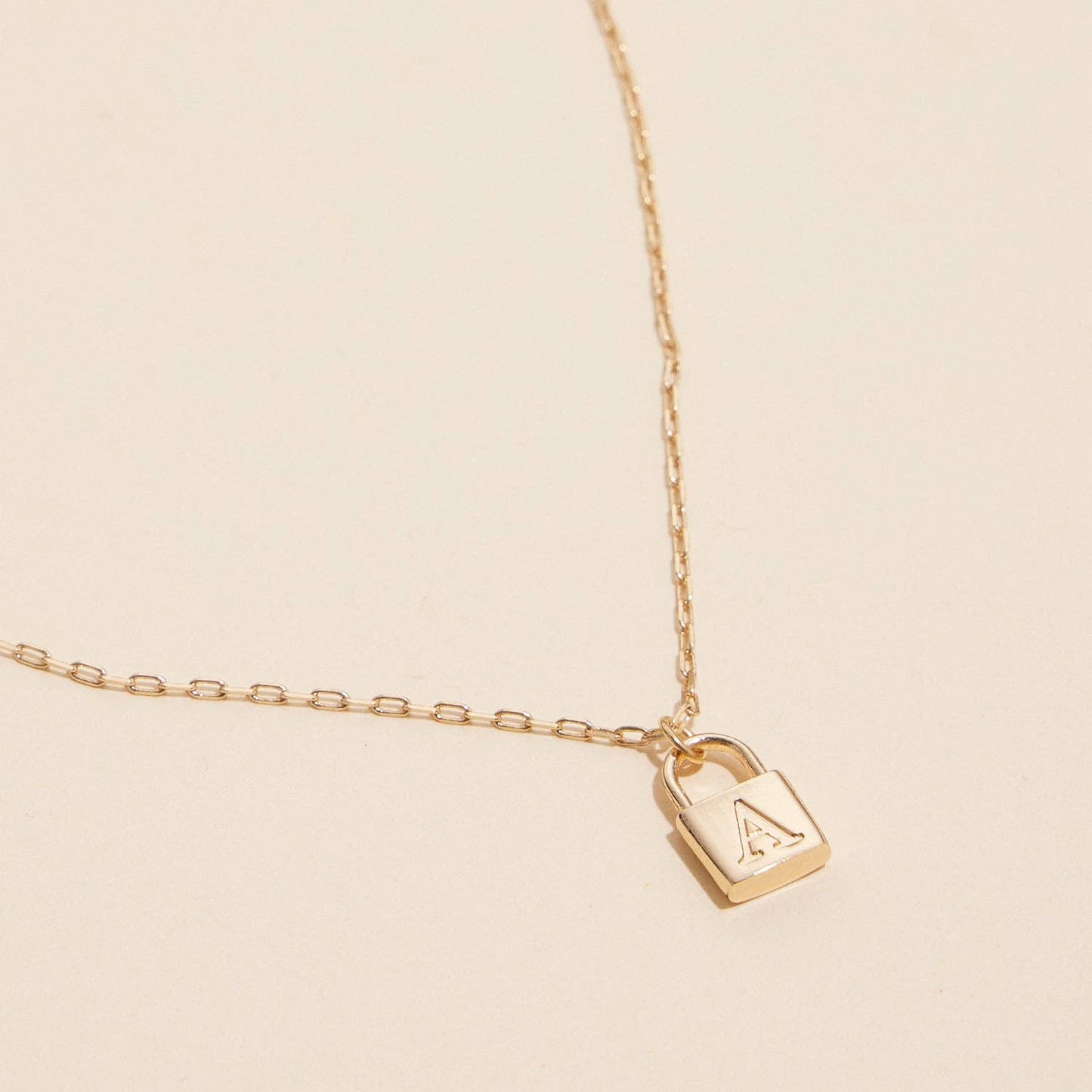 Assorted Golden Initial Lock Pendant Necklace