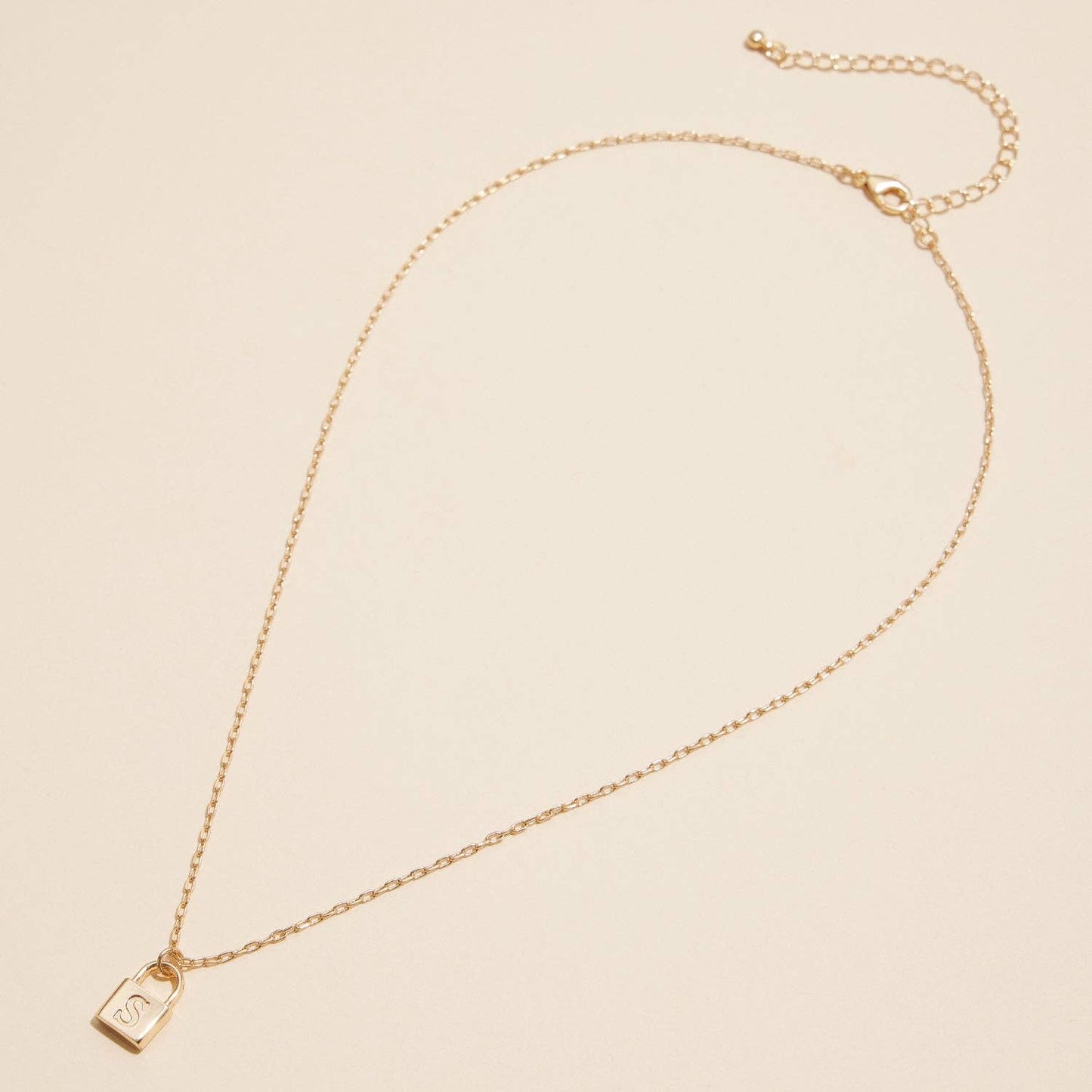 Assorted Golden Initial Lock Pendant Necklace