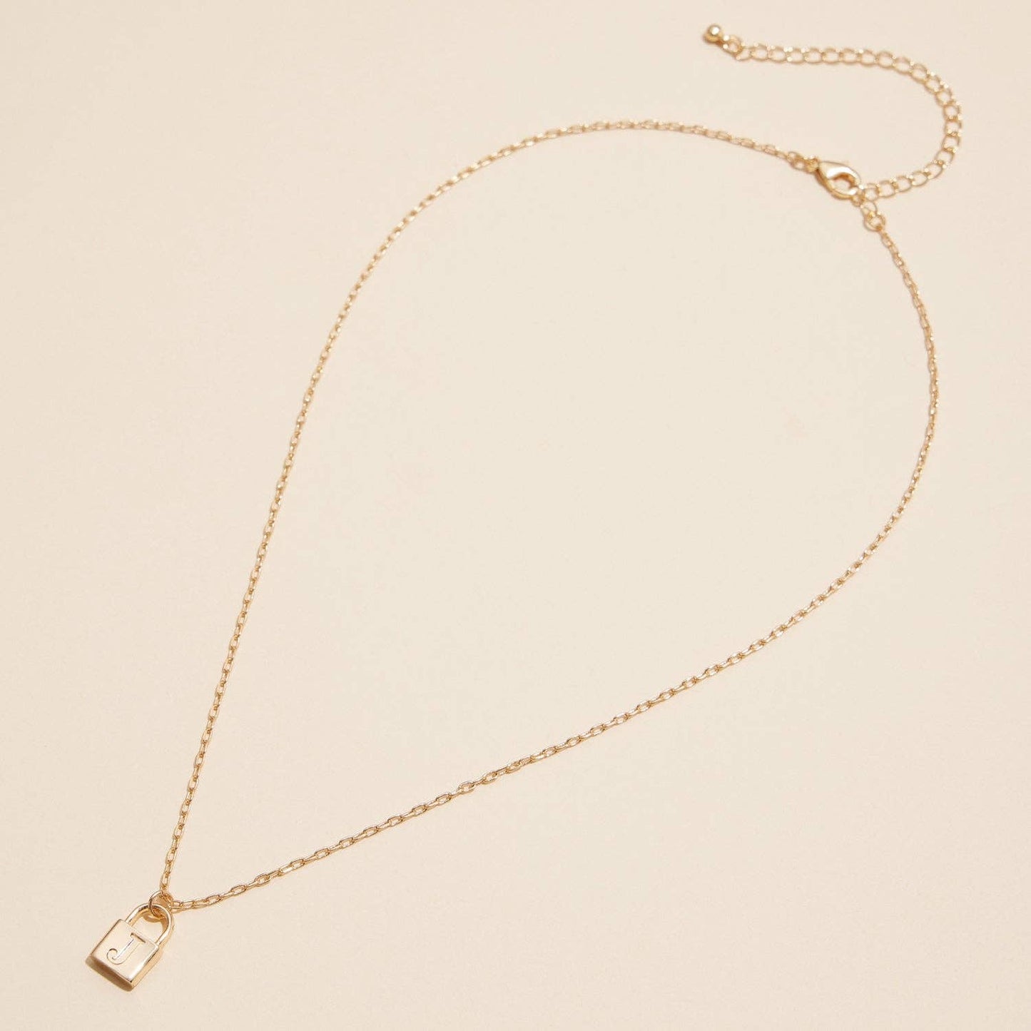 Assorted Golden Initial Lock Pendant Necklace