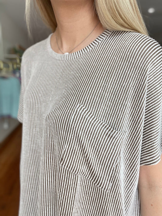 Moments That Make You Short Sleeve Ribbed Top Mocha