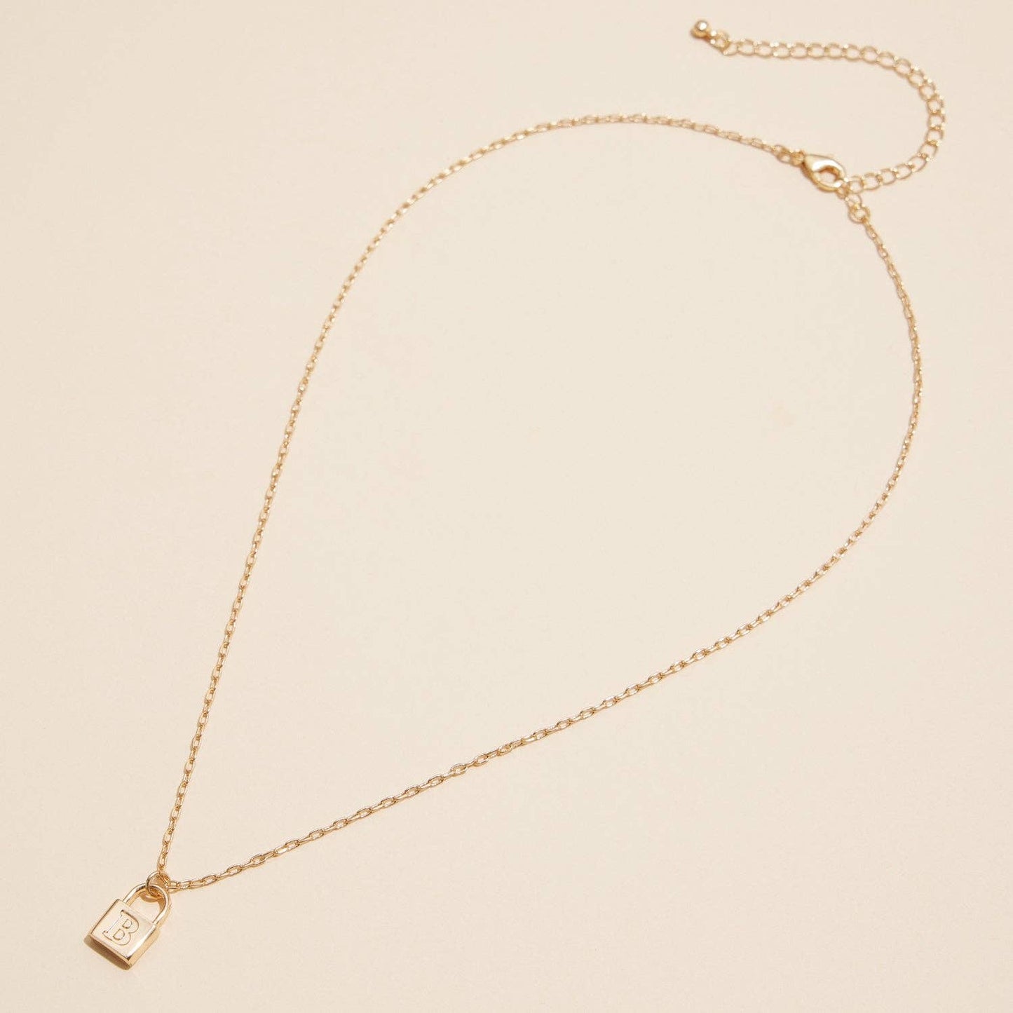 Assorted Golden Initial Lock Pendant Necklace