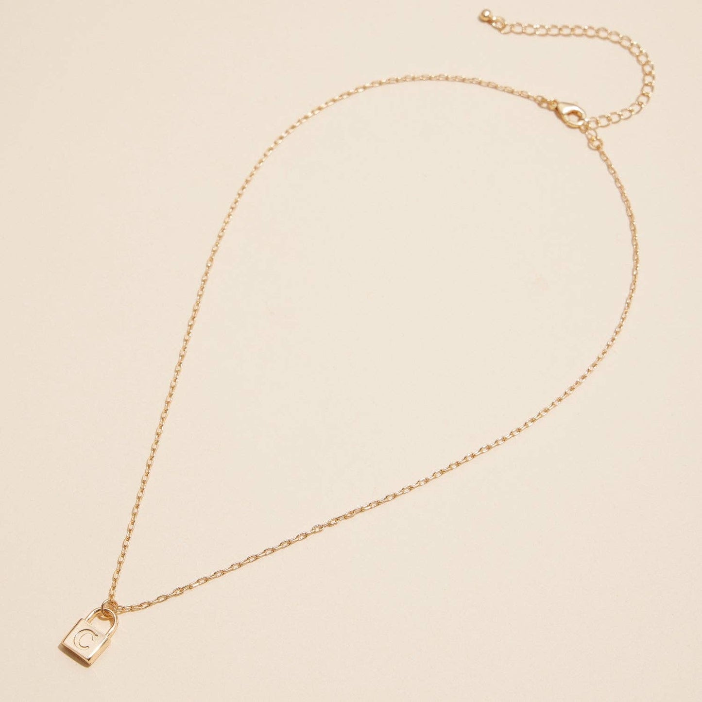 Assorted Golden Initial Lock Pendant Necklace