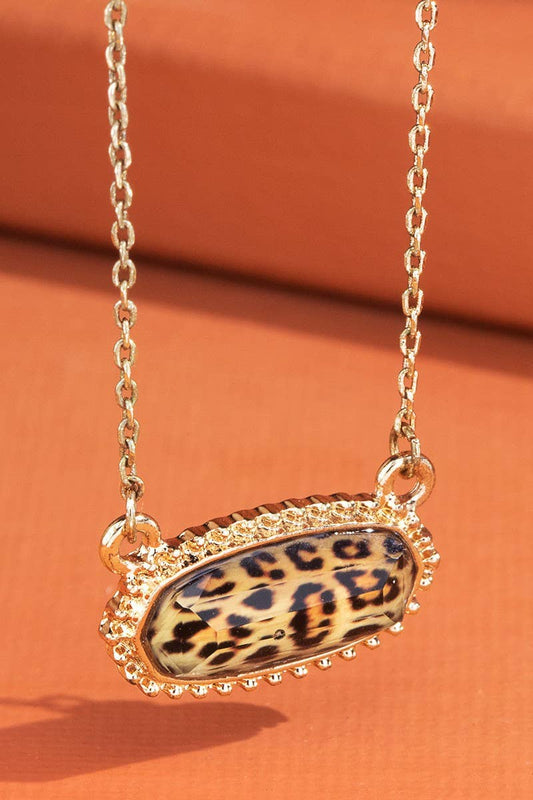 Resin Charm Necklace: Gdleo-Leopard / OS
