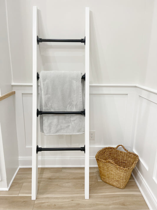 White Mixed Metal Blanket Ladder