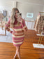For The Thrills Long Sleeve Knit Sweater Dress in Ivory with Multi Striped Pattern