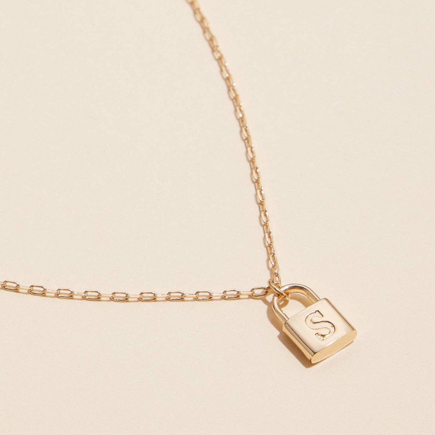 Assorted Golden Initial Lock Pendant Necklace
